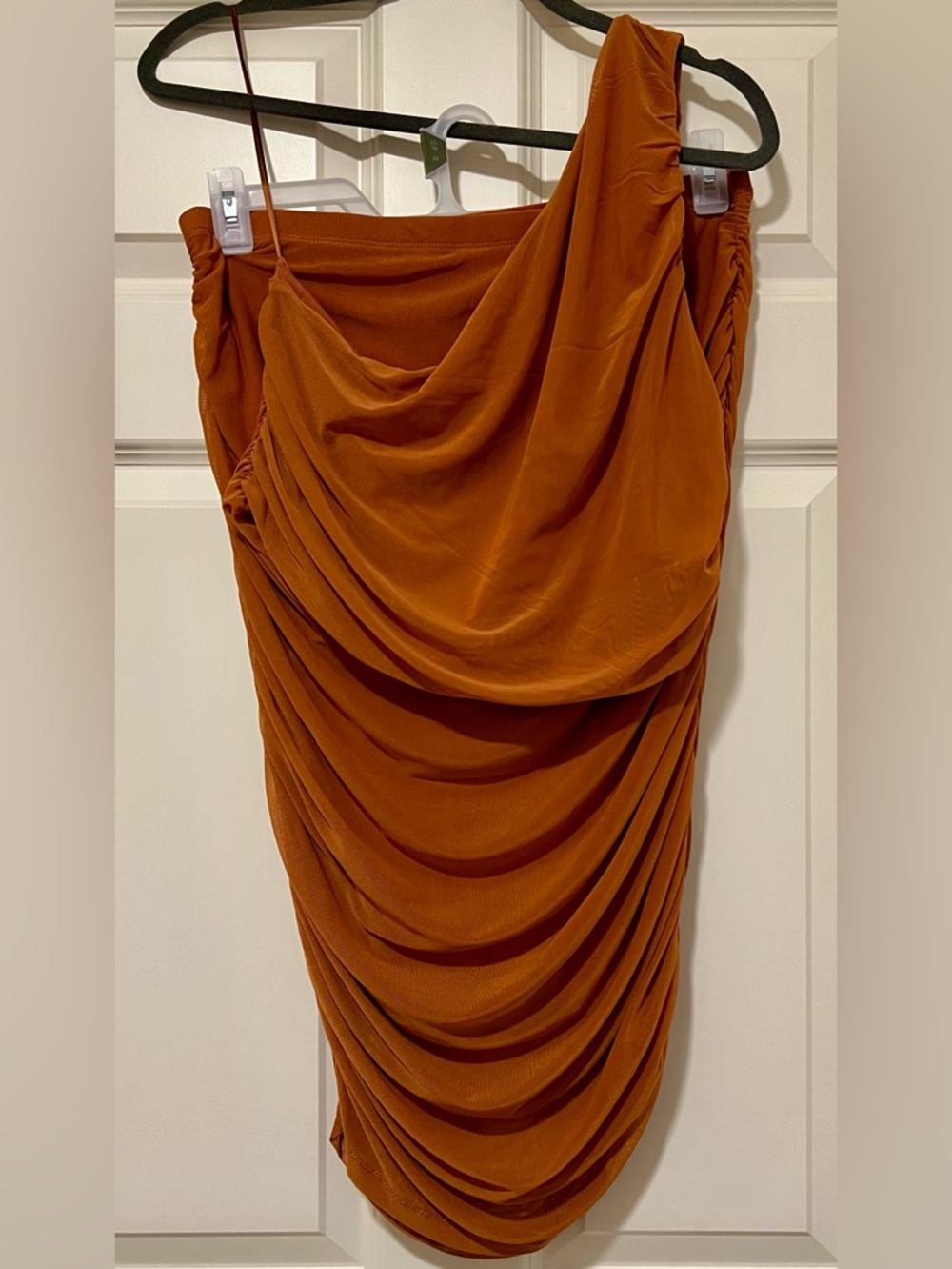 House of Harlow 1960 Mustard Draped Ruched Midi Skirt and One shoulder Set
